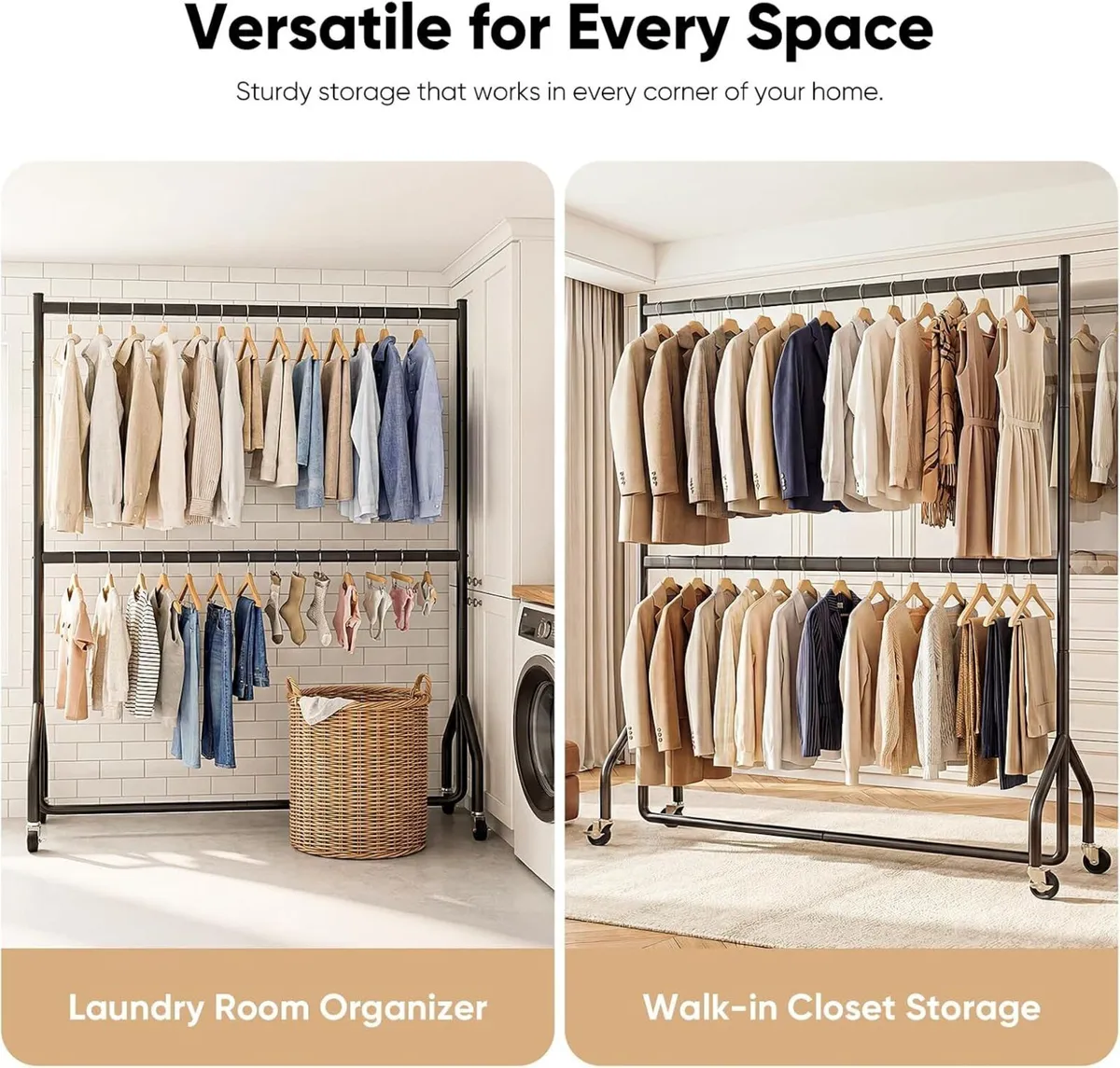 Heavy Duty Double Rail Clothes Rack with 160KG - Image 4