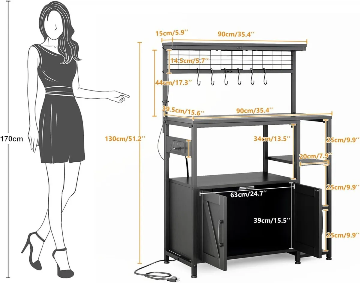 Bakers Rack with Power Outlet 6-Tier Kitchen - Image 2