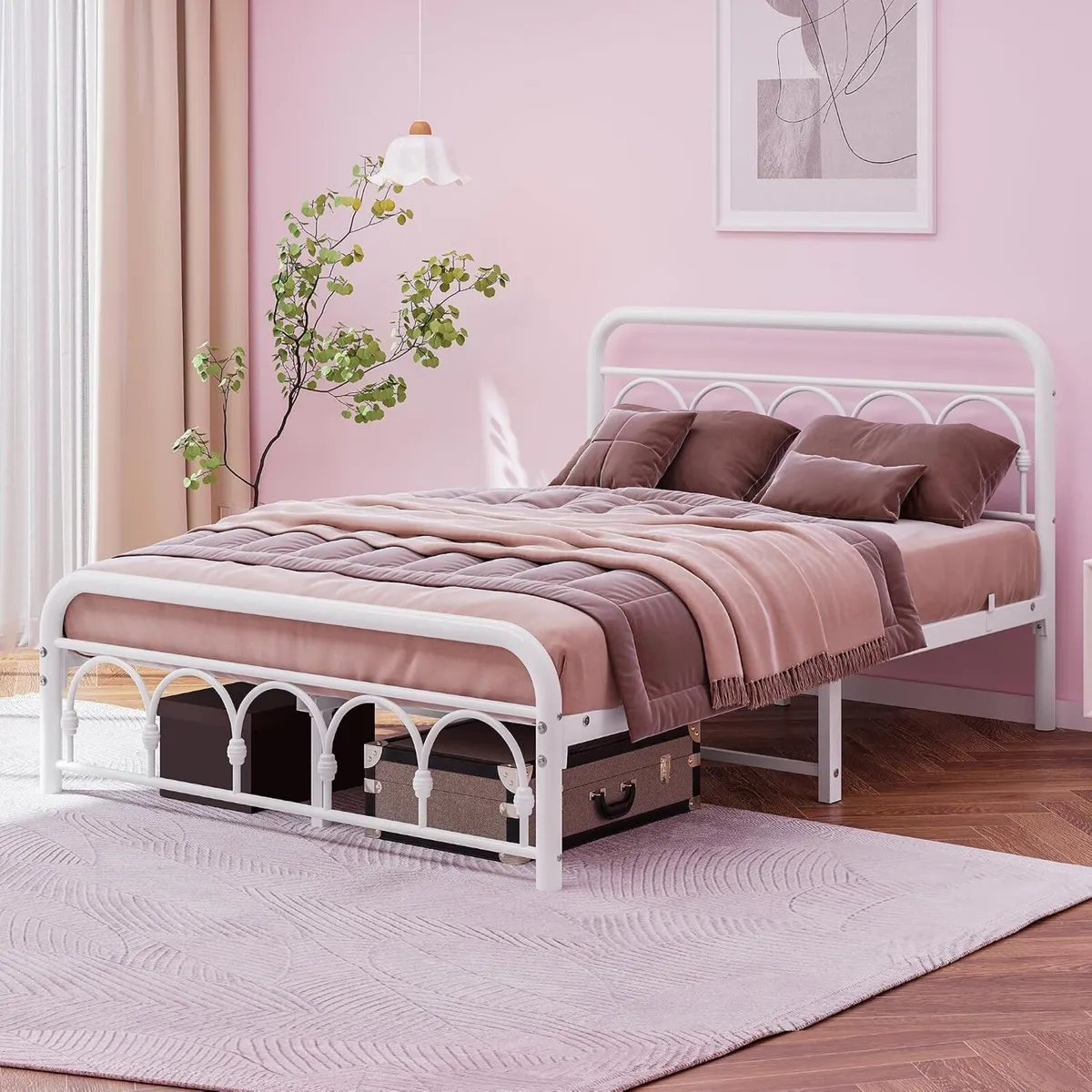 Bed Frame with High Headboard Metal Platform - Image 3