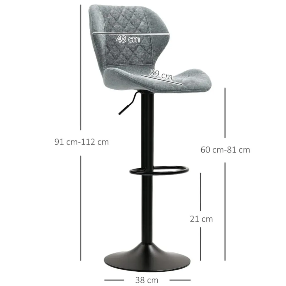 Bar stools 2-piece set, height-adjustable kitchen - Image 2