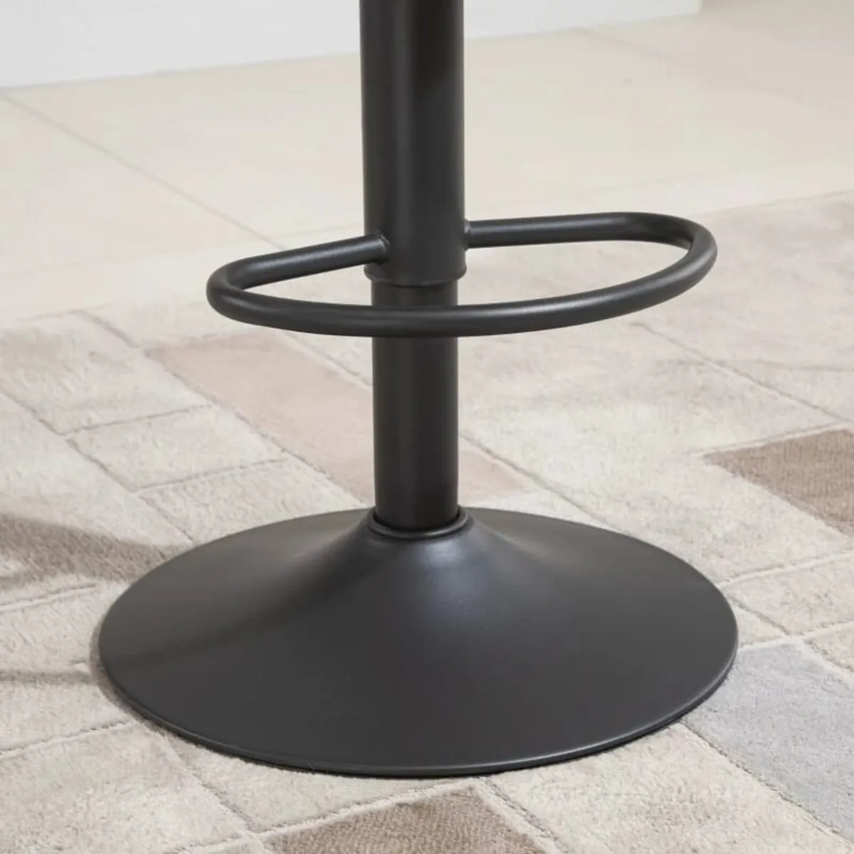 Retro Barstools Set of 2 PU Leather Adjustable Hei - Image 2