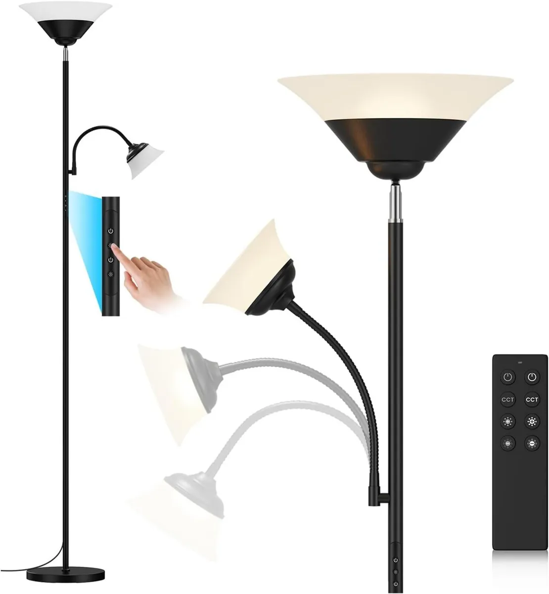 Upgraded 2-In-1 Torchiere Floor Lamp Dimmable - Image 1