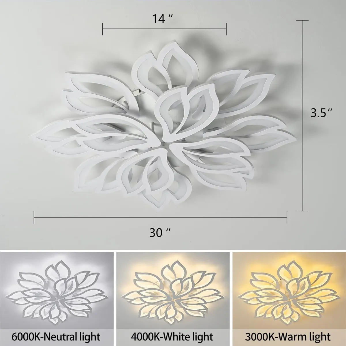 Flower Shaped LED Ceiling Light Dimmable Modern - Image 4