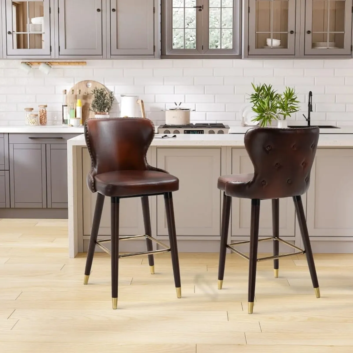 2 Pieces Home Luxury Counter-Height Bar Chair, Eur - Image 2