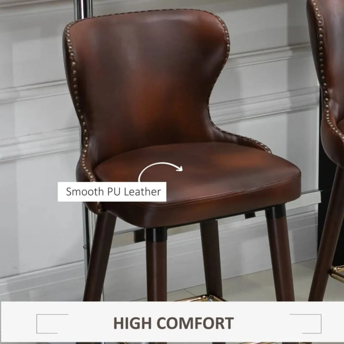 2 Pieces Home Luxury Counter-Height Bar Chair, Eur - Image 3