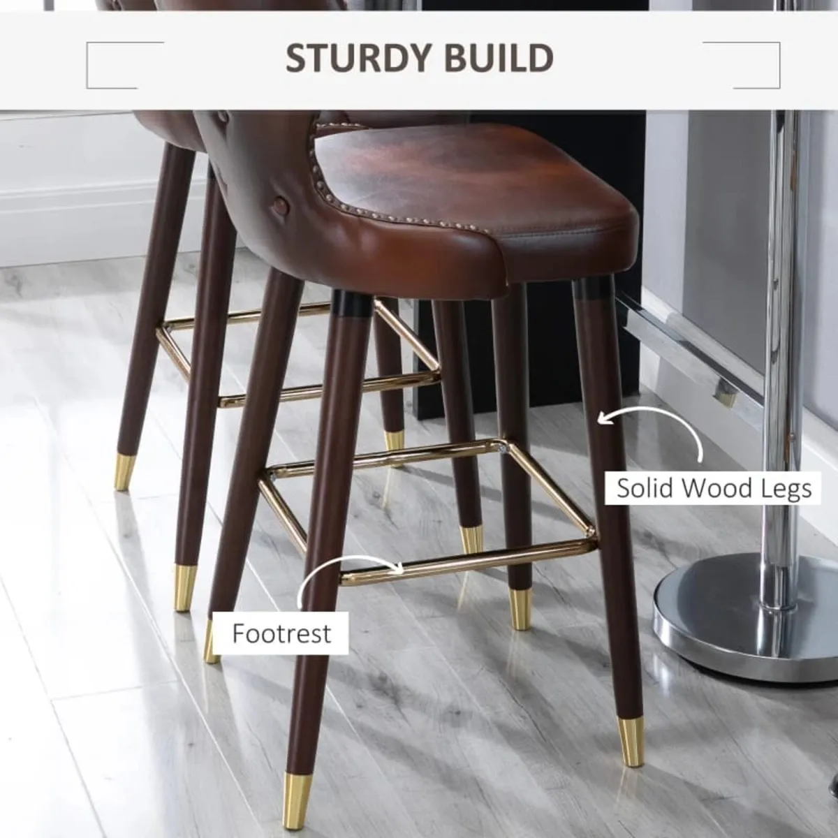 2 Pieces Home Luxury Counter-Height Bar Chair, Eur - Image 4