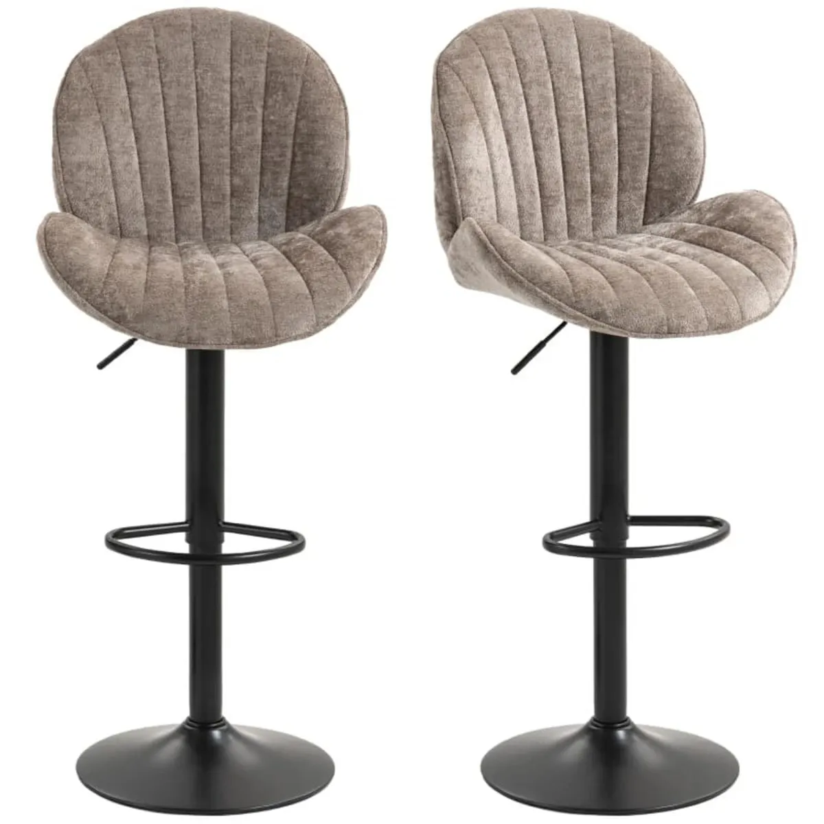 Set of 2 Shell-Shape Bar Stools, Backrest, Height - Image 3