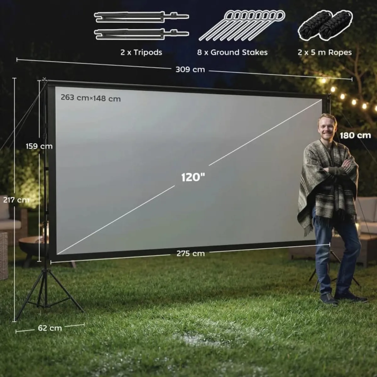 Projection Screen 304.8 cm 16:9 HD 4K/8K, 160° Vie - Image 4