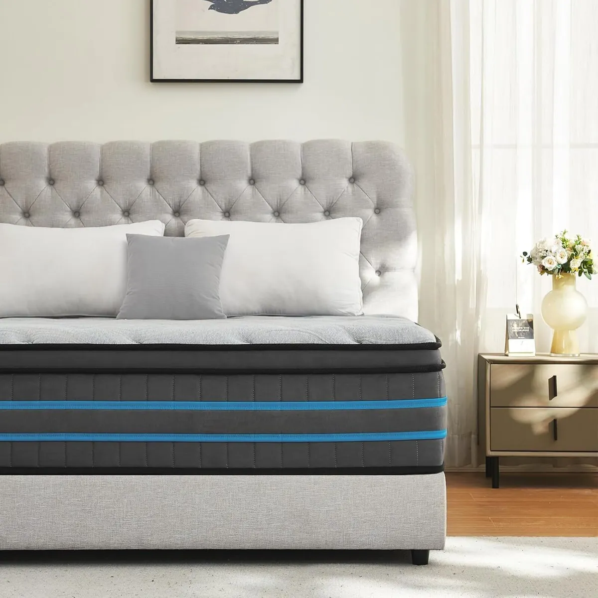 Mattress 135x190x28CM Hybrid Pocket Sprung Med - Image 1