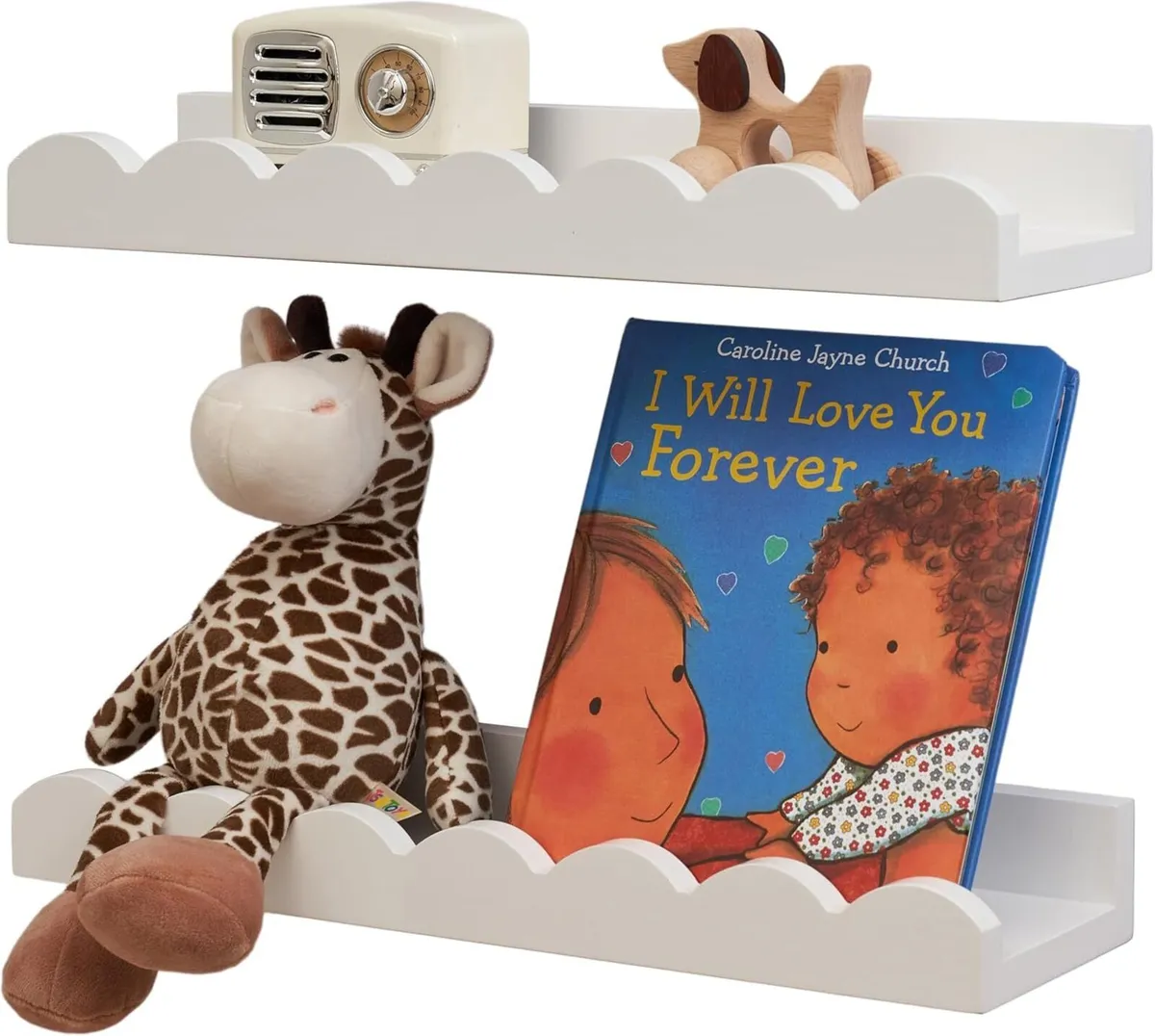Floating Bookshelf Scalloped Nursery Book Shelves - Image 1