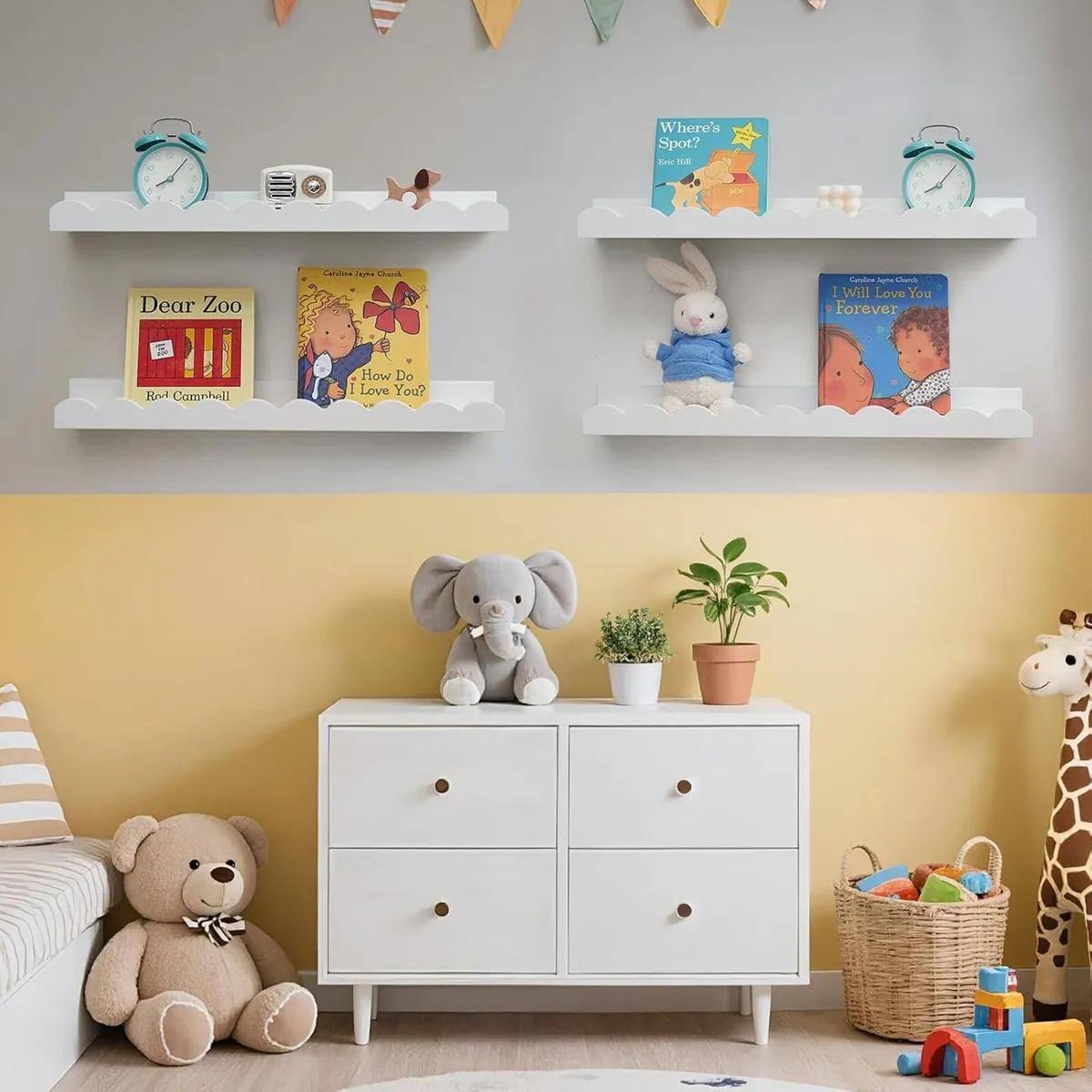 Floating Bookshelf Scalloped Nursery Book Shelves - Image 2