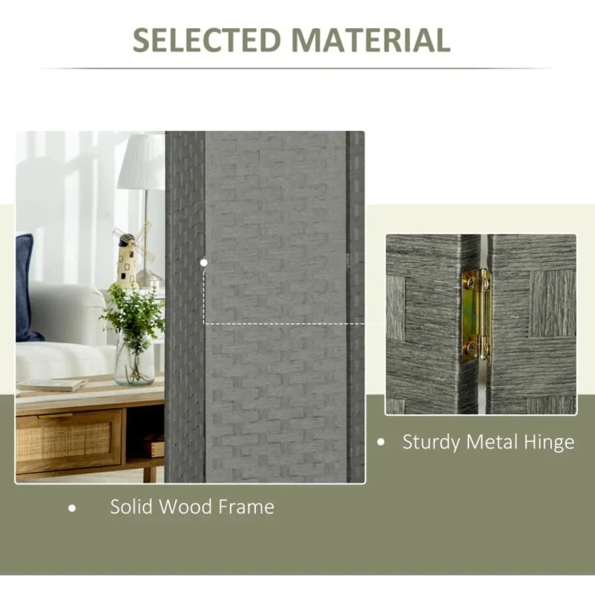 4-Panel Room Dividers, Wave Fibre Freestanding Fol - Image 4
