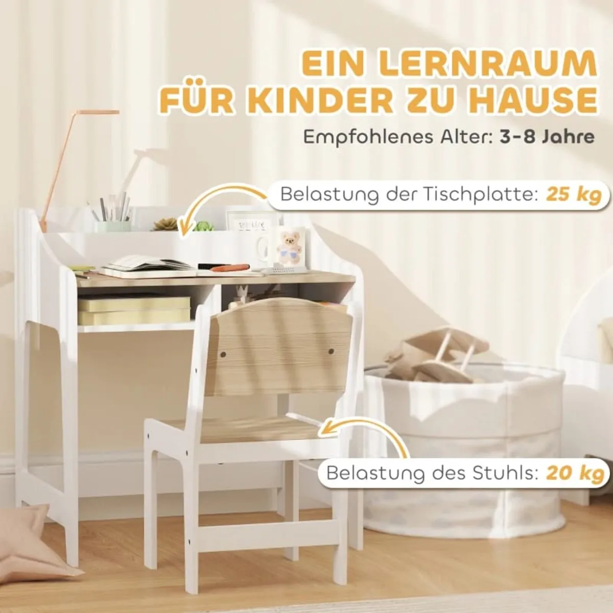 Children's Desk Set with Storage, Open Compartment - Image 4