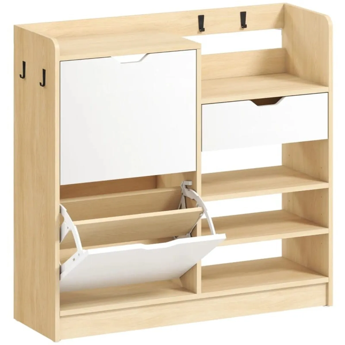 Shoe rack for hallway, shoe cabinet with tilt draw - Image 3