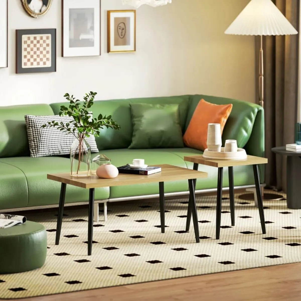 2-piece Coffee Tables Set, Large and Small Table w - Image 4
