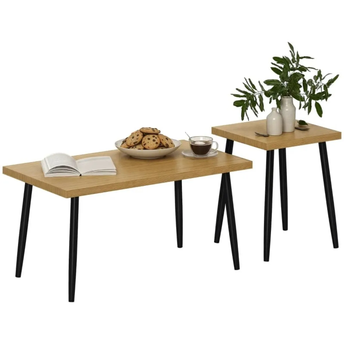 2-piece Coffee Tables Set, Large and Small Table w - Image 1