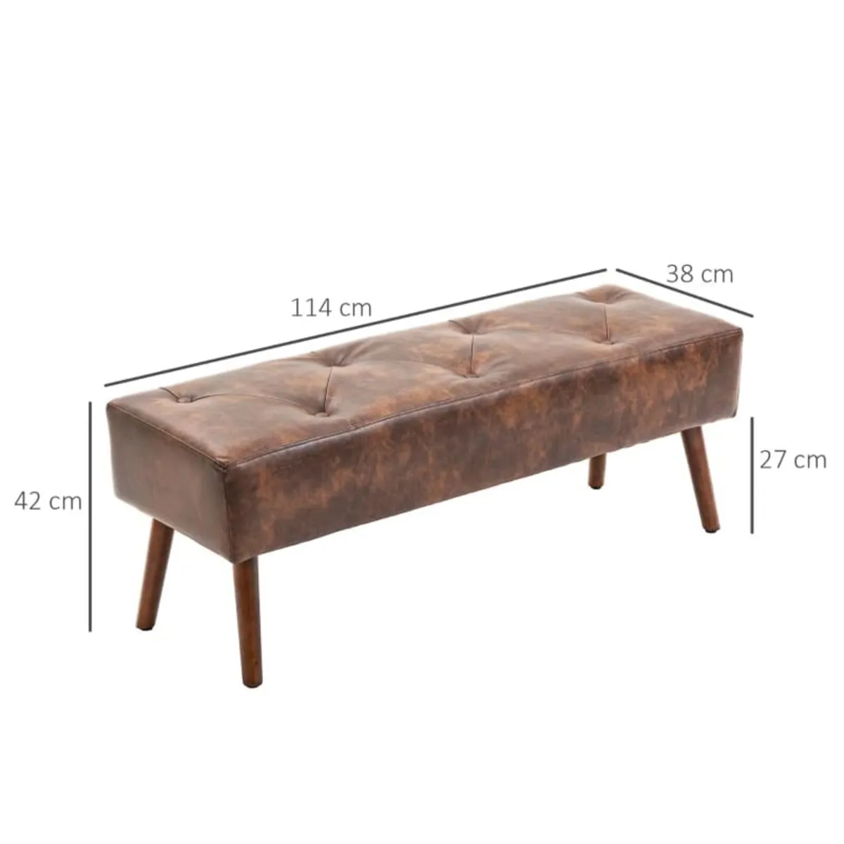 Bed-end bench button-tufted vintage style 114 x 38 - Image 2