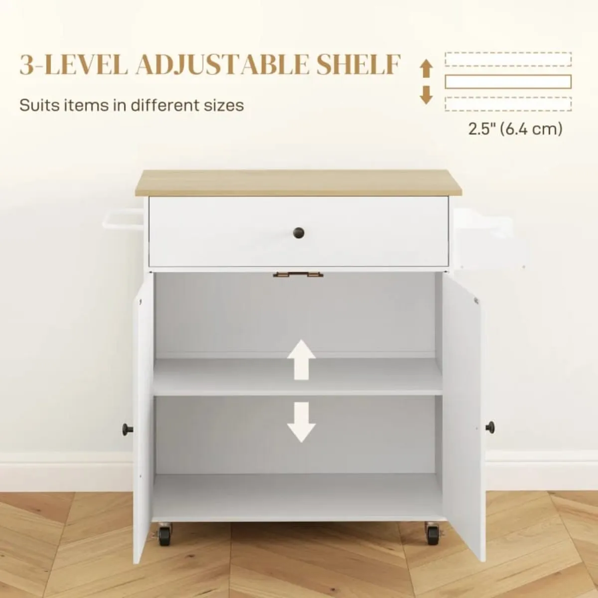 Rolling Kitchen Island with Drop Leaf, Kitchen Sto - Image 4