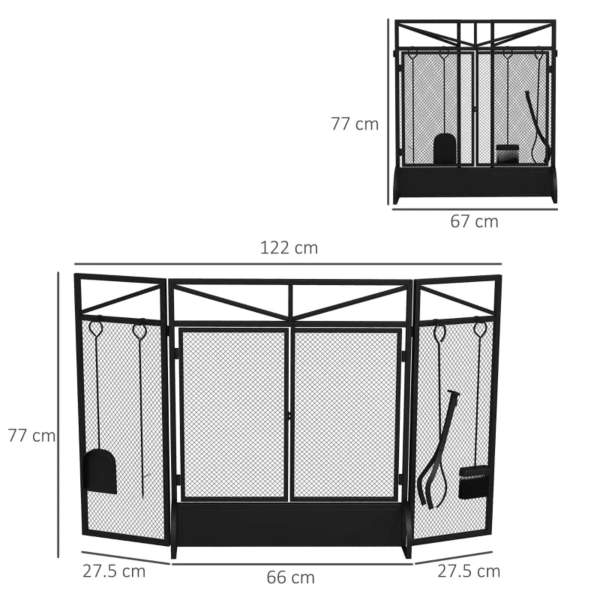 3 Panel Folding Fire Guard Screen with Fireplace T - Image 2