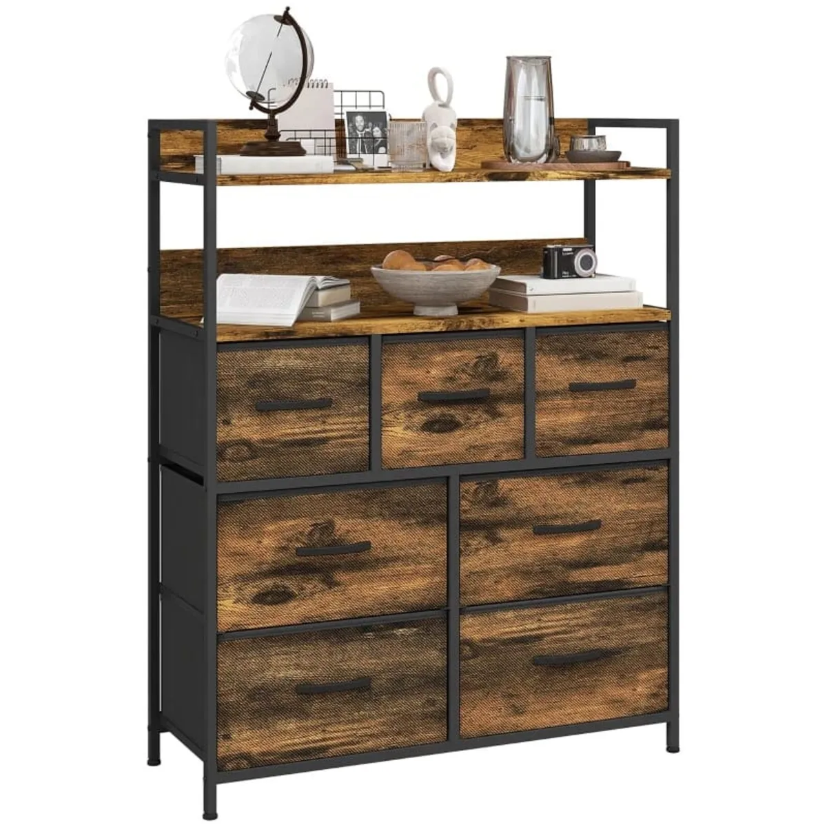 Rustic Chest of Seven Fabric Drawers - Rustic Brow - Image 1