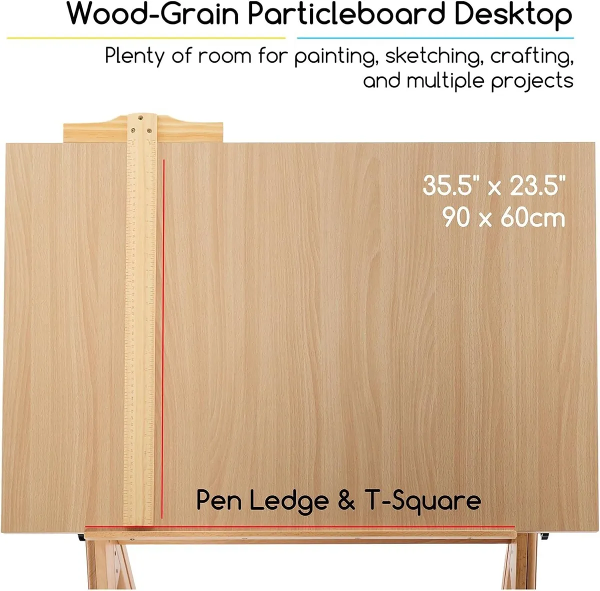Wood Adjustable Drafting Table: 35.5" X 23.5" - Image 4