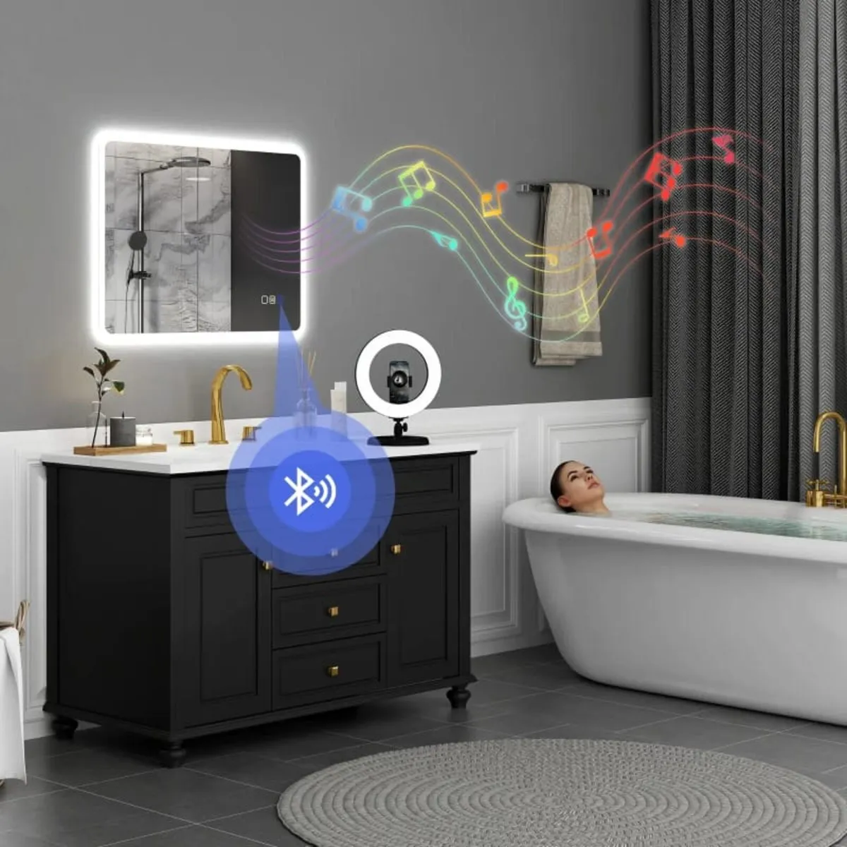 60 x 80 cm Backlit Illuminated Bathroom Mirror wit - Image 3