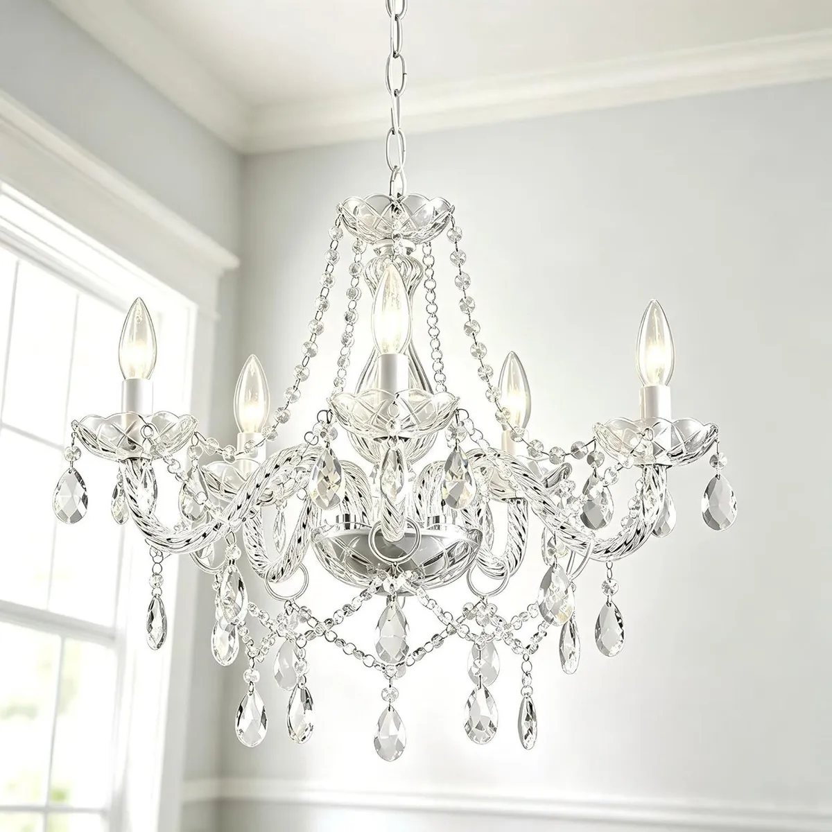 K9 Crystal Chandelier Pendant Light 5-Light - Image 1
