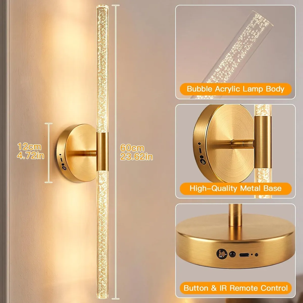 Wall Lights Indoor 8000mah with Bubble Acrylic - Image 4