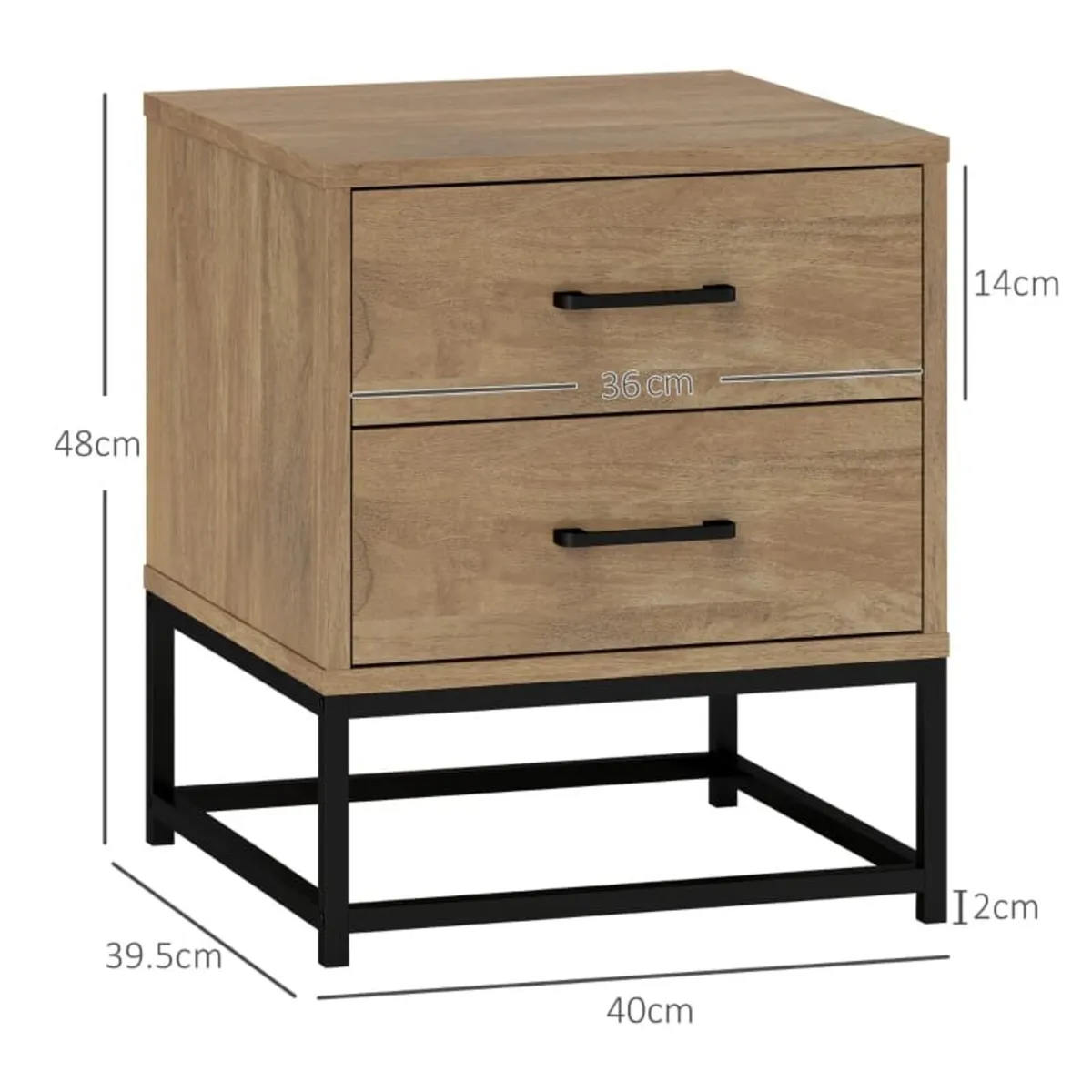 Set of 2 nightstands with 2 drawers industrial sty - Image 2