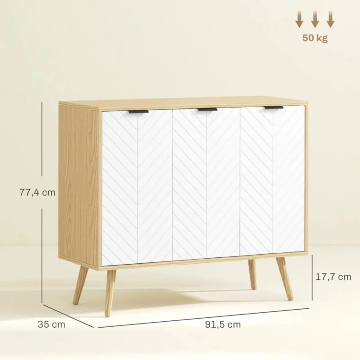 Low sideboard storage cabinet 2 cabinets 3 chevron - Image 2
