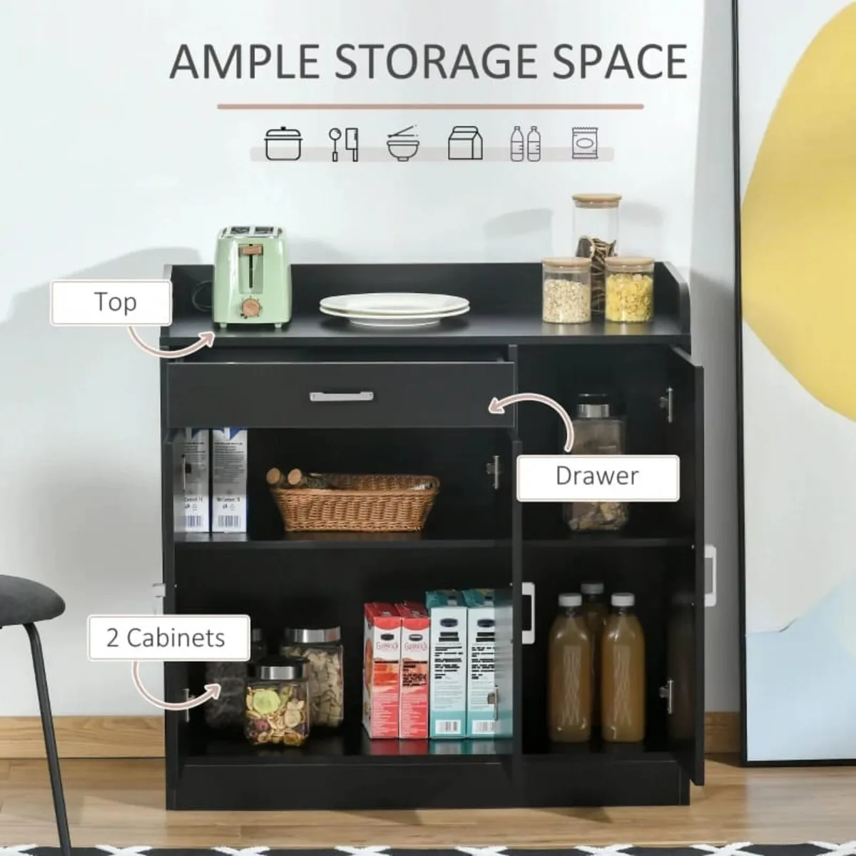 Sideboard Buffet, Storage Cabinet with Drawer, 3 D - Image 4