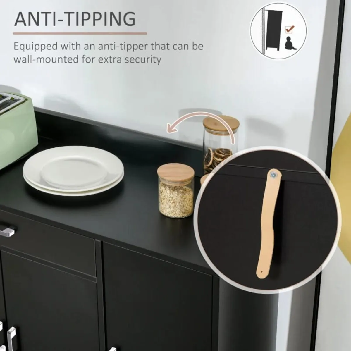 Sideboard Buffet, Storage Cabinet with Drawer, 3 D - Image 2