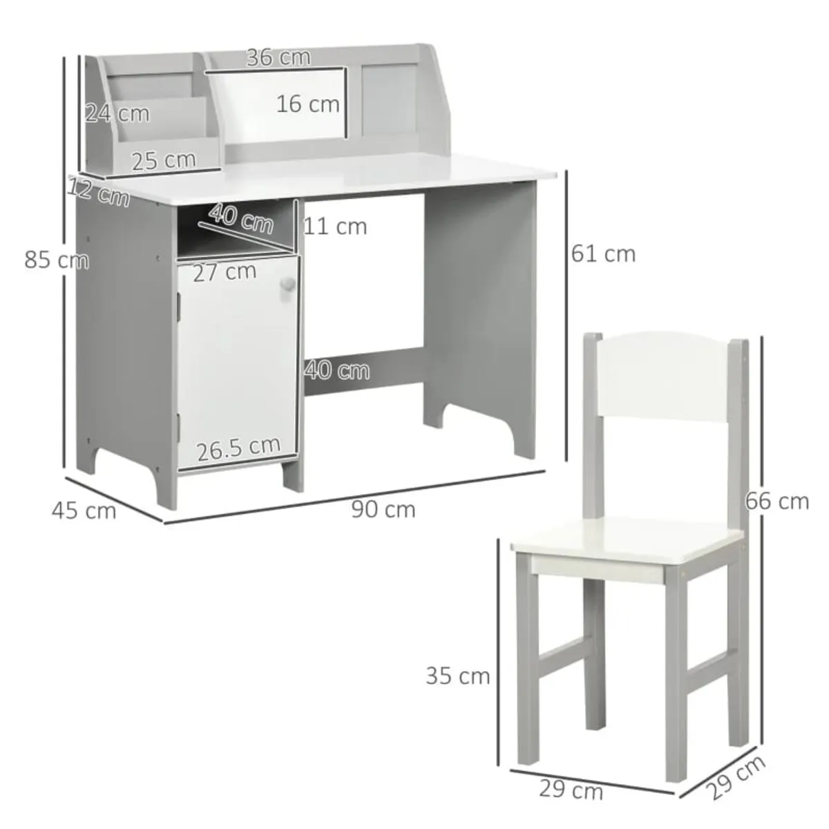 Kids Table and Chair Set w/ Whiteboard - Grey


Fe - Image 2