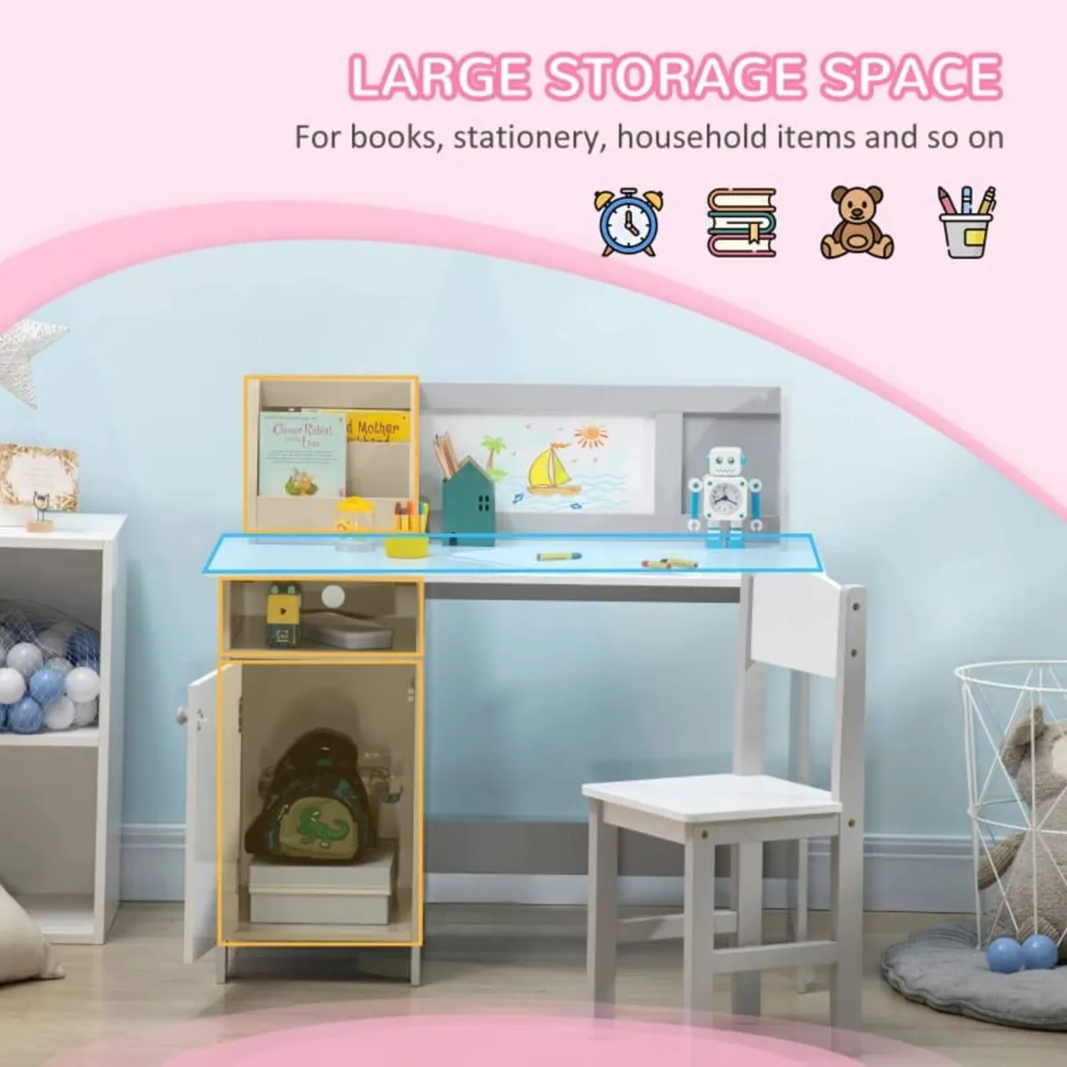 Kids Table and Chair Set w/ Whiteboard - Grey


Fe - Image 3