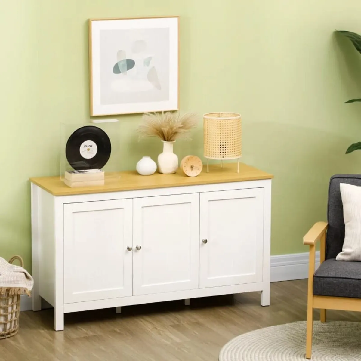 Buffet storage cabinet with 3 doors 2 adjustable s - Image 4