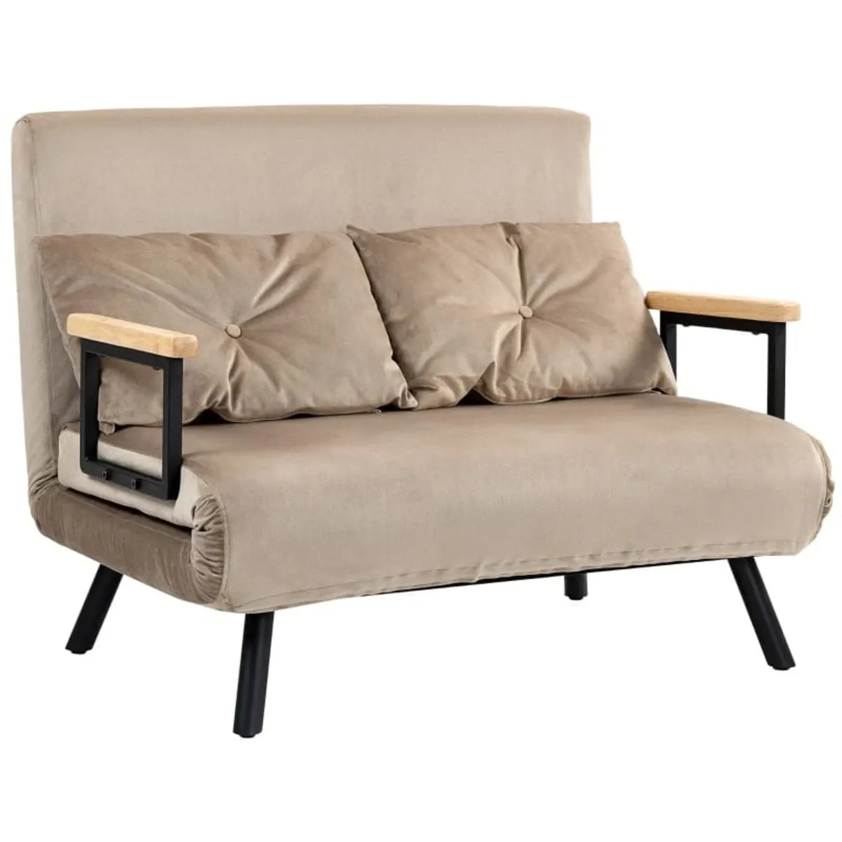 Sleeper chair, guest bed, wooden armrests, metal f - Image 3