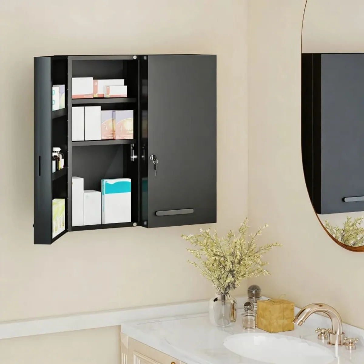 Medicine cabinet, lockable medicine cabinet with 2 - Image 3