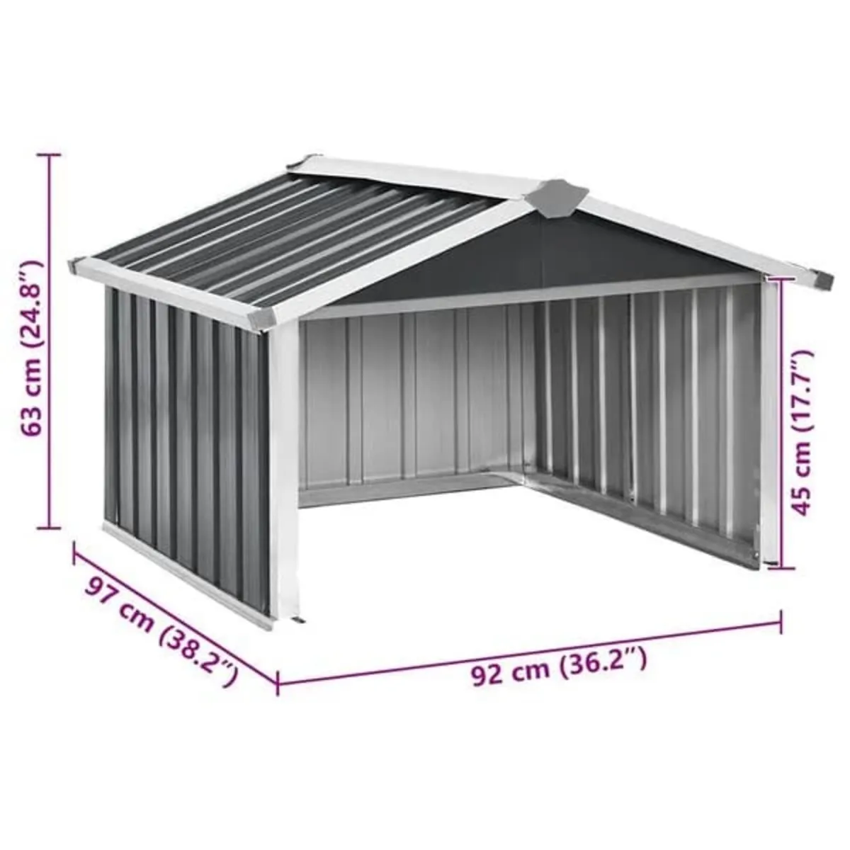 Garden Robot Lawnmower Shed 92x97x63 cm Galvanised - Image 3