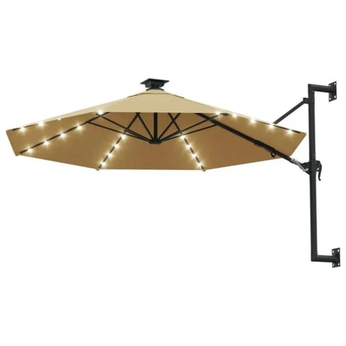 Wall-mounted Garden Parasol with LEDs 300 cm Taupe - Image 1
