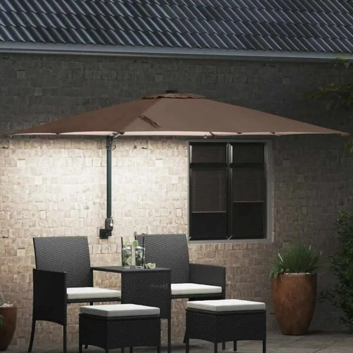 Garden Parasol Taupe 248.5 x 247.5 x 160 cm Polyes - Image 2