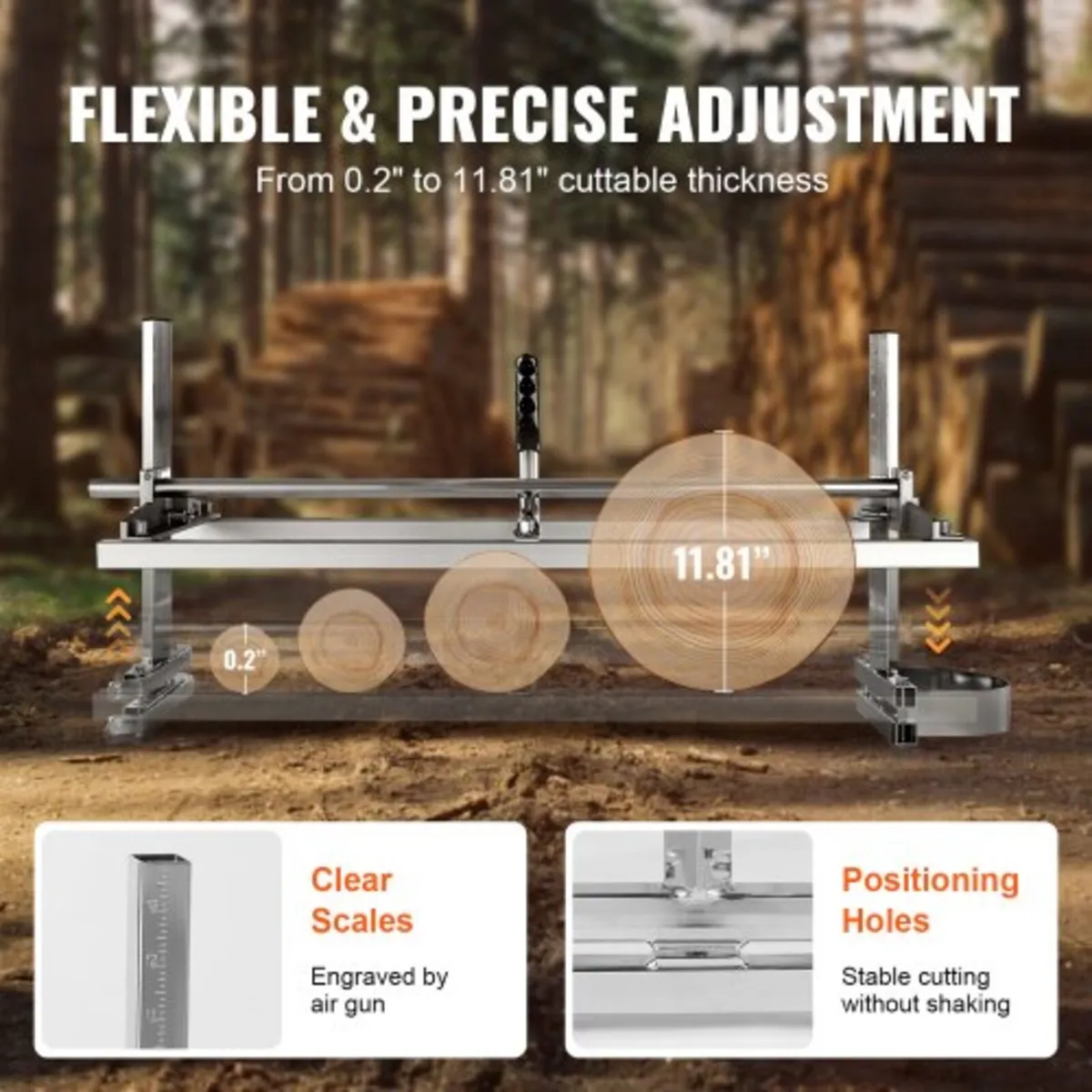 Portable Sawmill 35.6cm-91.4cm Guide Bar Galvanize - Image 2