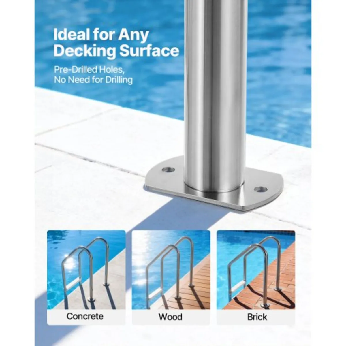 Swimming Pool Ladder, 3-Step Stairs with Double Ha - Image 3