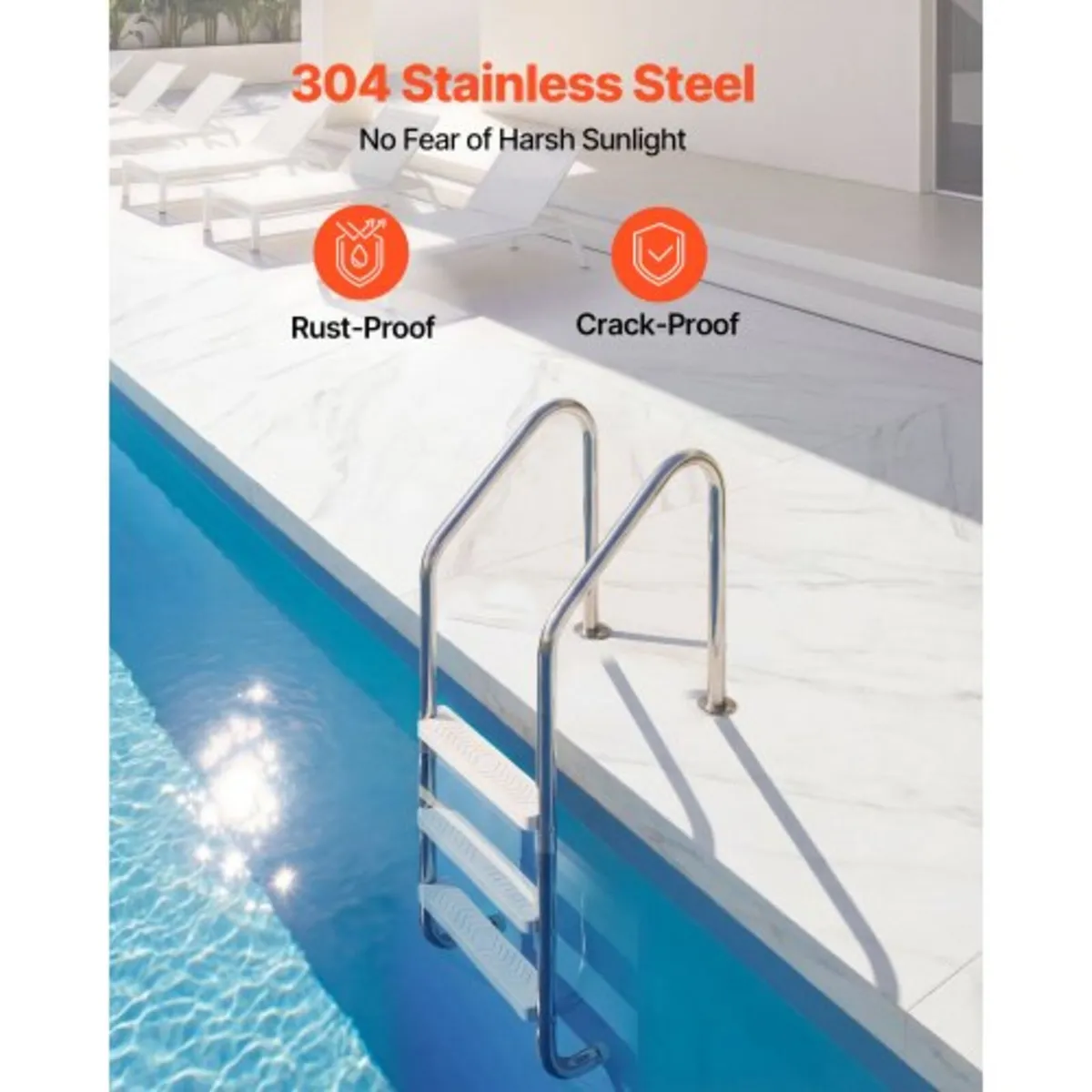 Swimming Pool Ladder, 3-Step Stairs with Double Ha - Image 4