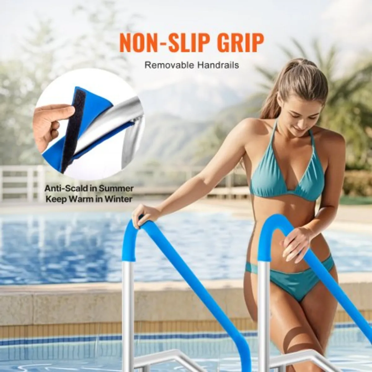 Pool Handrail, 2 PCS 55 x 32 inch Pool Railing, St - Image 3
