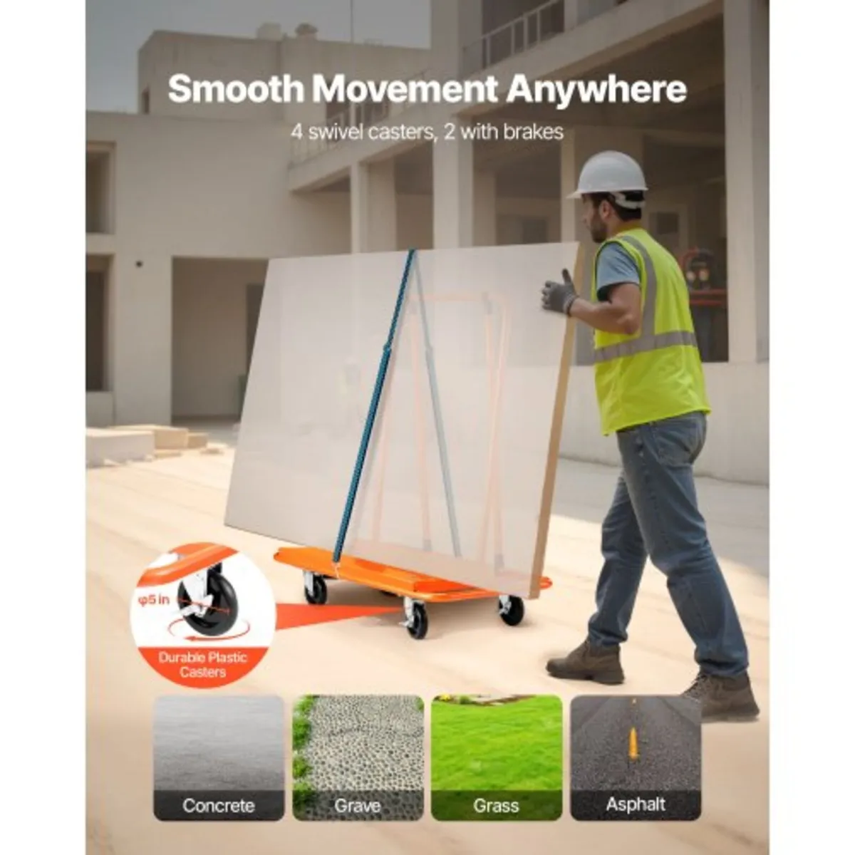 Drywall Cart Dolly, 816 kg Load Capacity, Steel Pa - Image 4