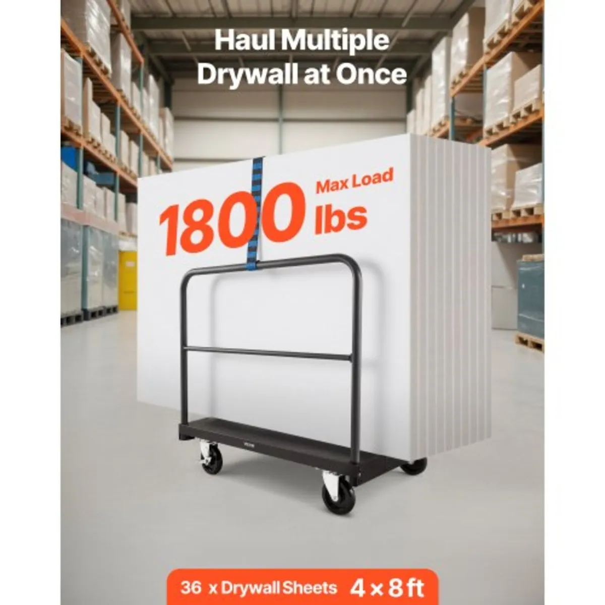 Cart Dolly, 816 kg Load Capacity, 2-in-1 Steel Pan - Image 2