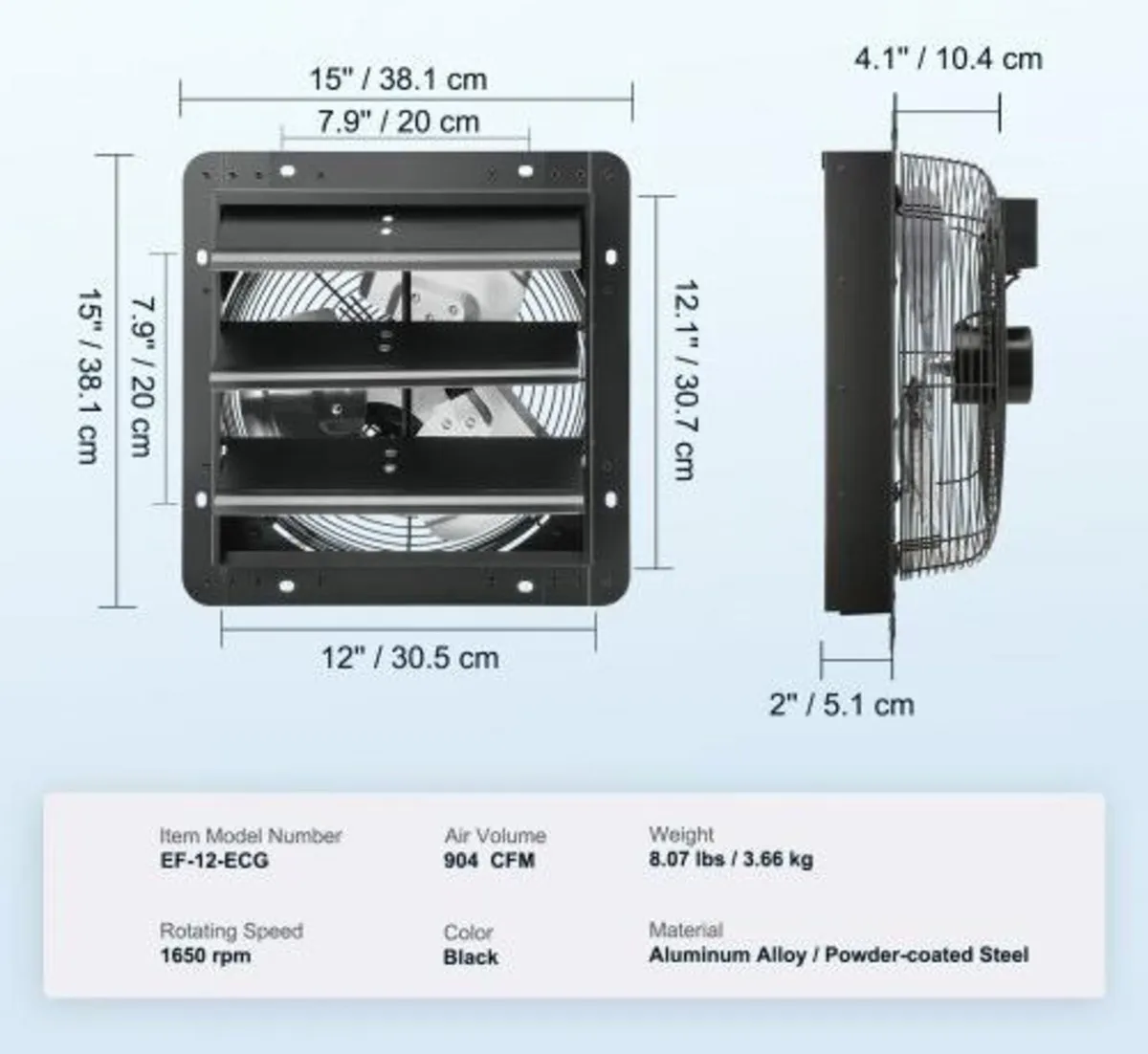 Shutter Exhaust Fan, 305 mm with Temperature Humid - Image 4