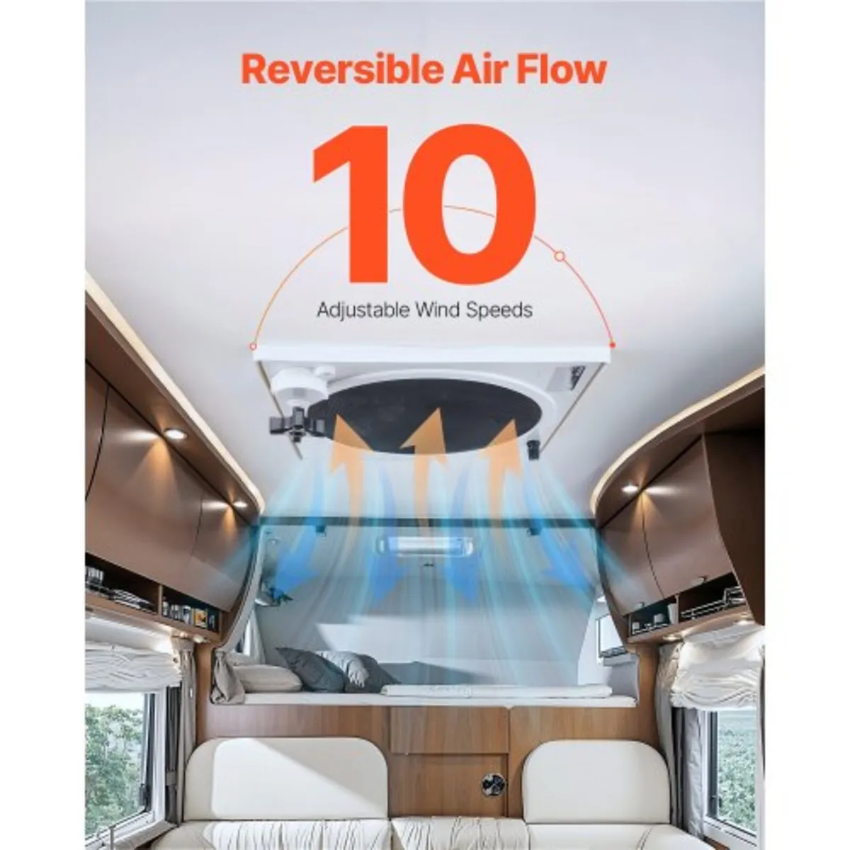 14 inch RV Roof Vent Fan 12V, Powerful 10-Speed Re - Image 3