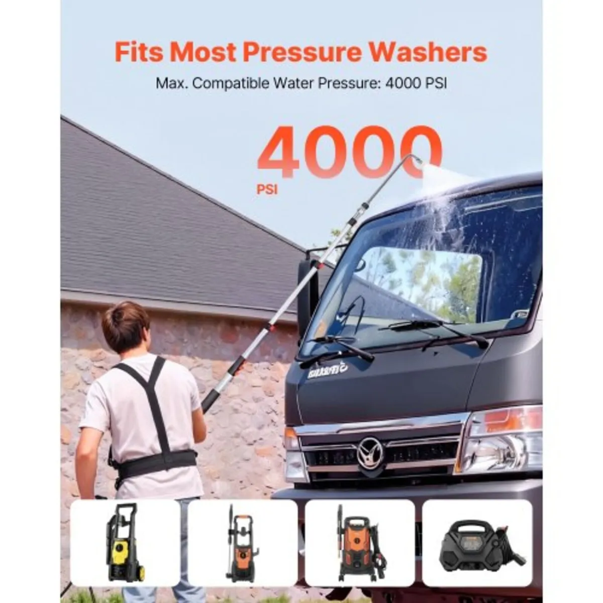 7.62 m Pressure Washer Telescoping Wand, with Powe - Image 3