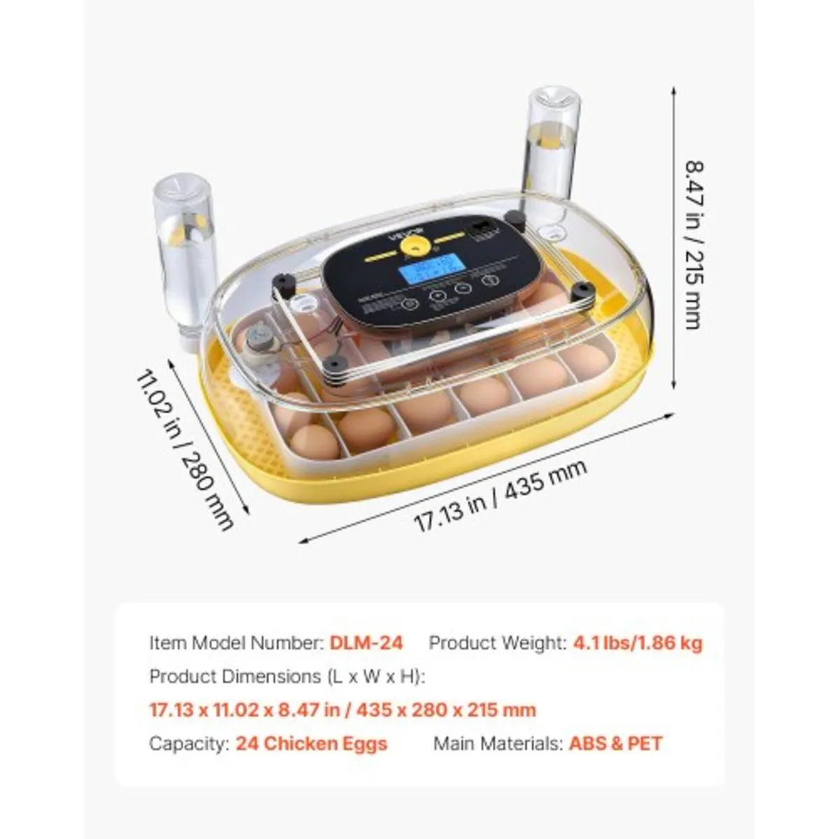 24 Egg Incubator, Automatic Egg Turner with LED Ca - Image 2